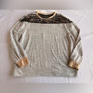 THML The Sawyer Sweater Heather Grey and Animal Print Size Small